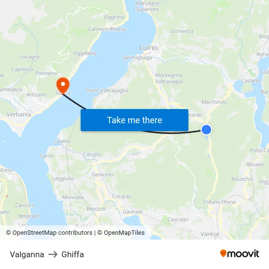 Valganna to Ghiffa map