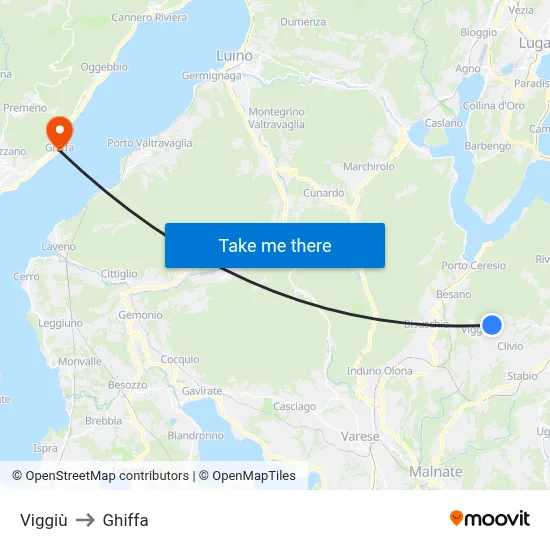 Viggiù to Ghiffa map