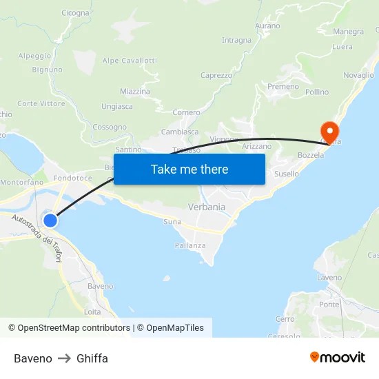 Baveno to Ghiffa map