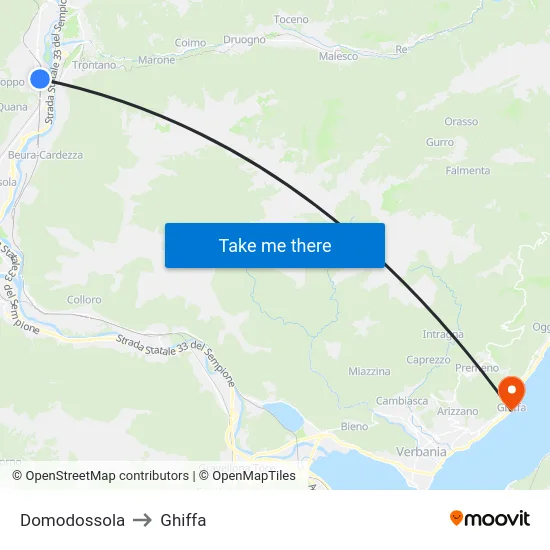 Domodossola to Ghiffa map