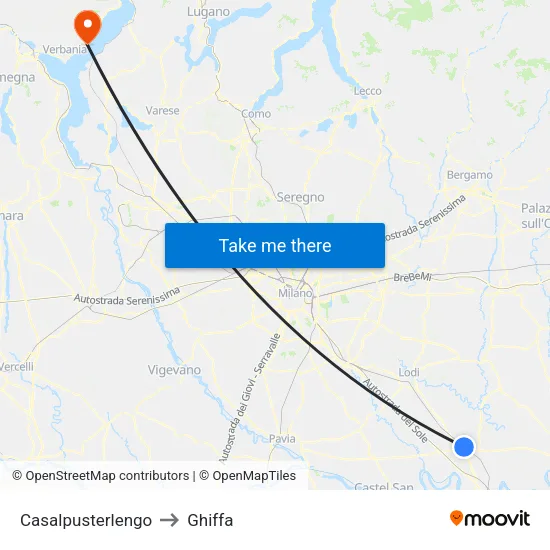 Casalpusterlengo to Ghiffa map