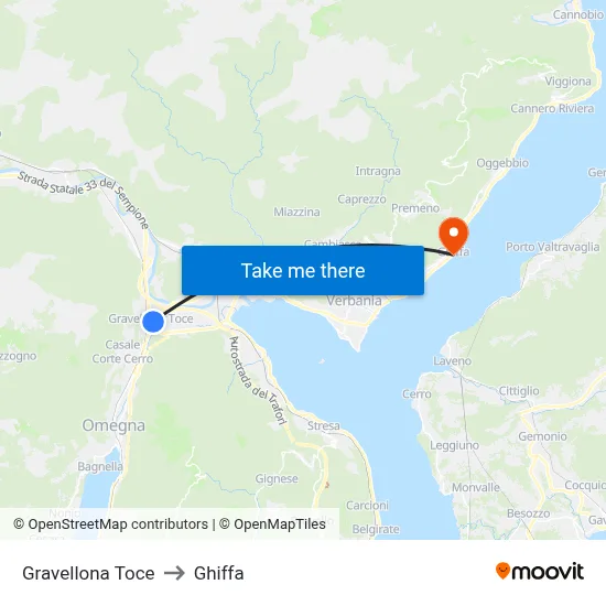 Gravellona Toce to Ghiffa map