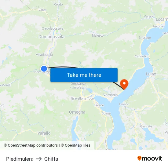 Piedimulera to Ghiffa map