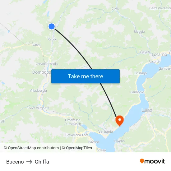 Baceno to Ghiffa map