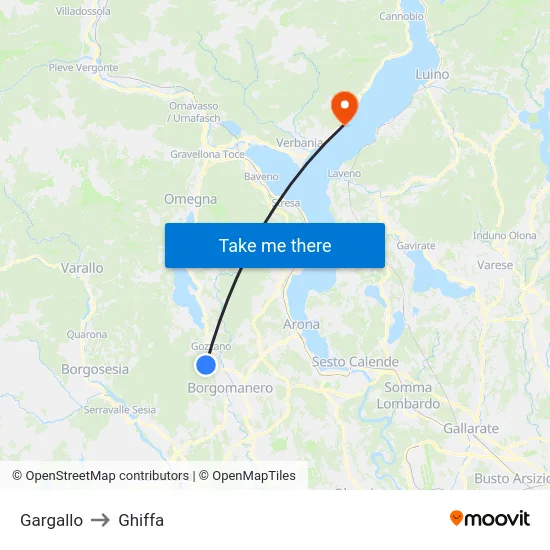 Gargallo to Ghiffa map