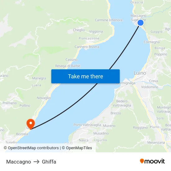 Maccagno to Ghiffa map