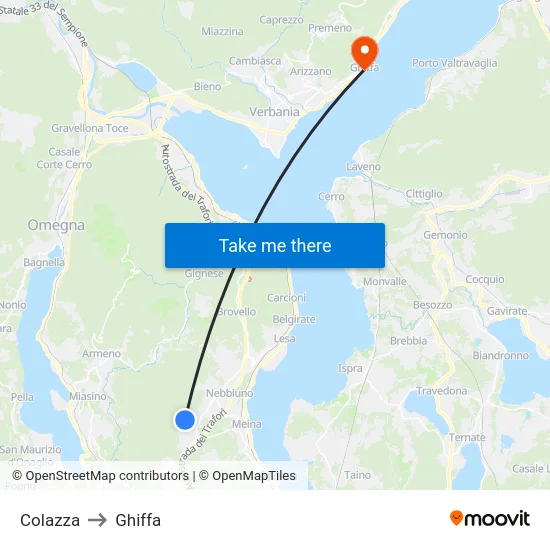 Colazza to Ghiffa map