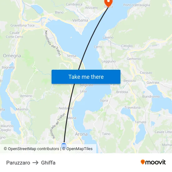 Paruzzaro to Ghiffa map