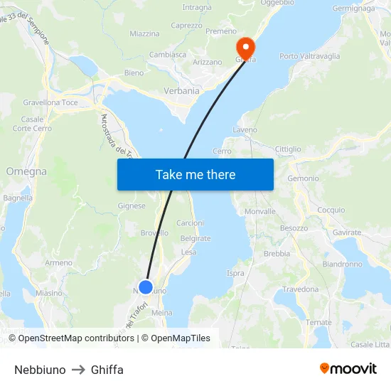 Nebbiuno to Ghiffa map