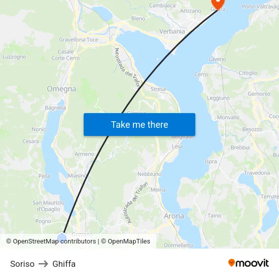 Soriso to Ghiffa map