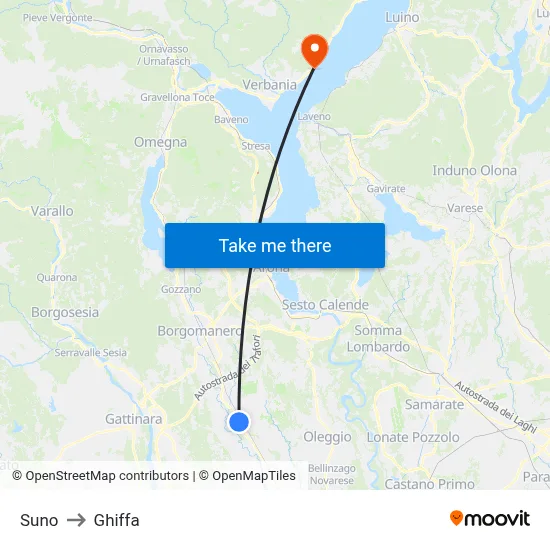 Suno to Ghiffa map
