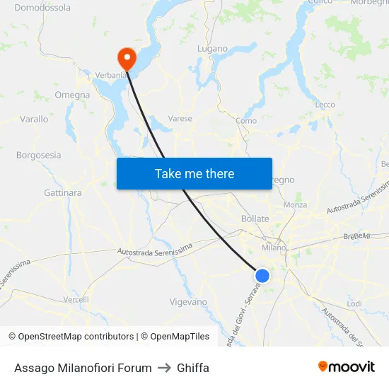 Assago Milanofiori Forum to Ghiffa map