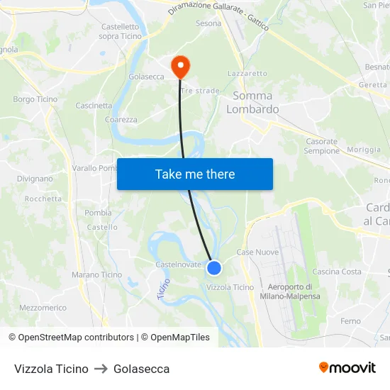 Vizzola Ticino to Golasecca map
