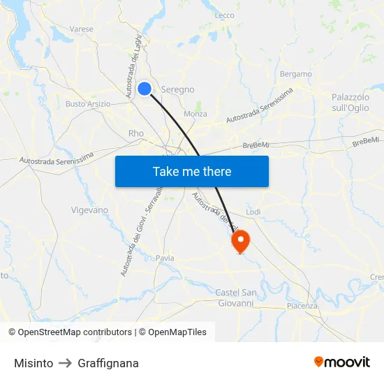 Misinto to Graffignana map