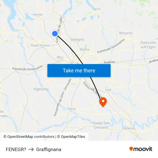 Fenegro to Graffignana map