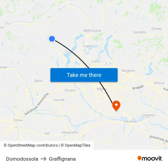 Domodossola to Graffignana map