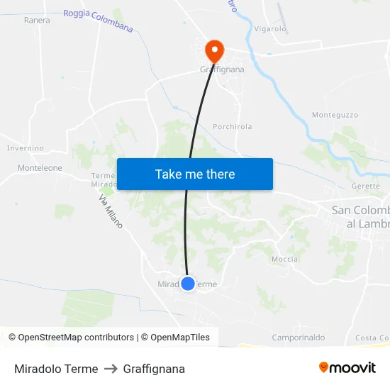 Miradolo Terme to Graffignana map