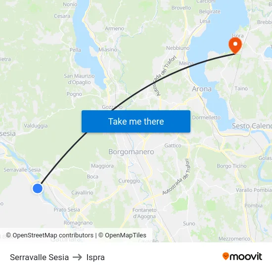 Serravalle Sesia to Ispra map