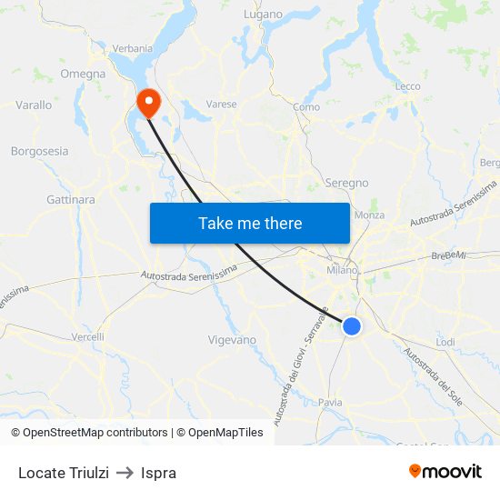 Locate Triulzi to Ispra map