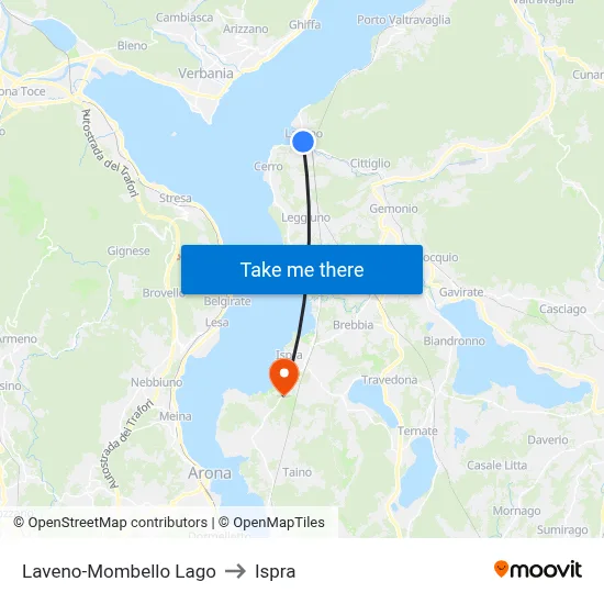 Laveno-Mombello Lake to Ispra map