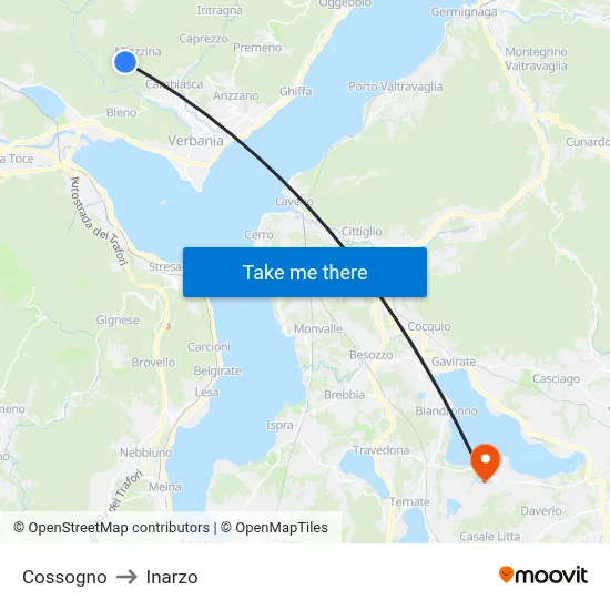 Cossogno to Inarzo map