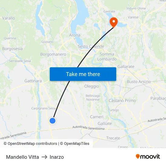 Mandello Vitta to Inarzo map
