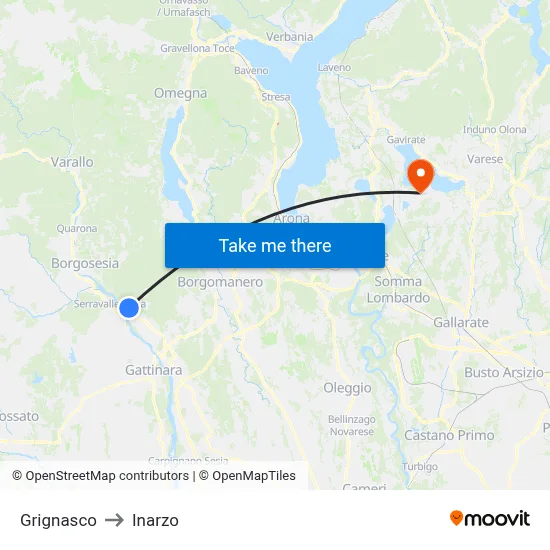 Grignasco to Inarzo map