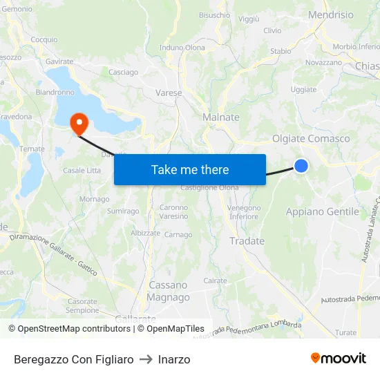 Beregazzo Con Figliaro to Inarzo map