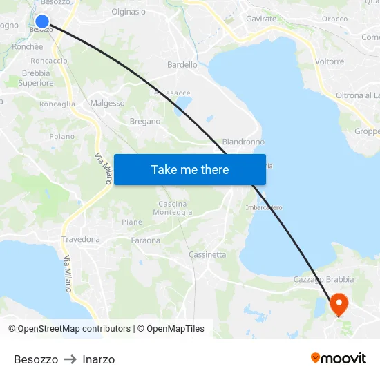 Besozzo to Inarzo map
