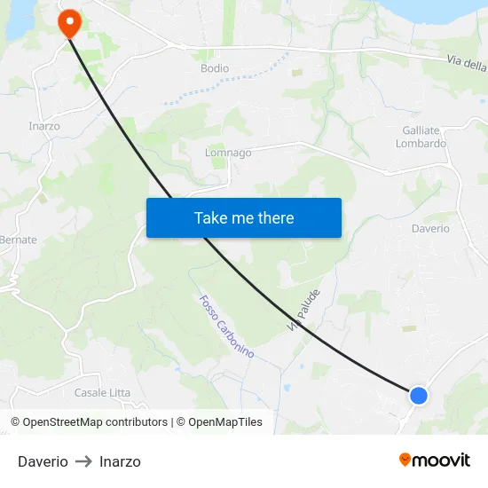 Daverio to Inarzo map
