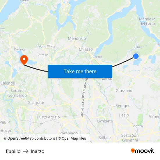 Eupilio to Inarzo map