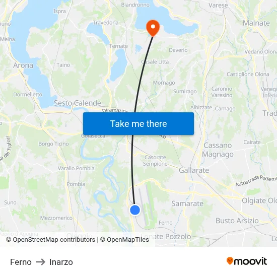 Ferno to Inarzo map