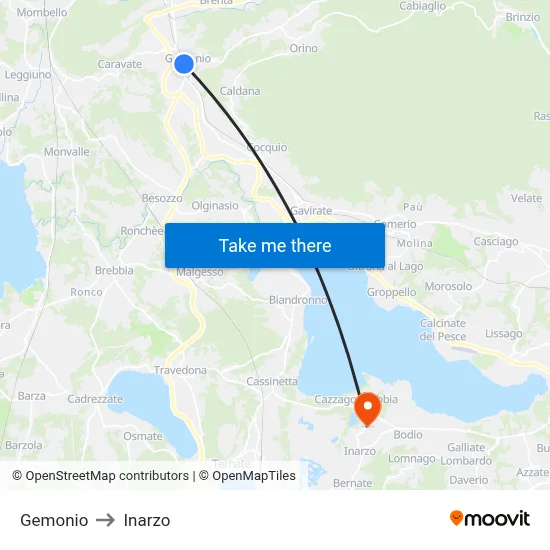 Gemonio to Inarzo map