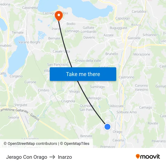 Jerago con Orago to Inarzo map
