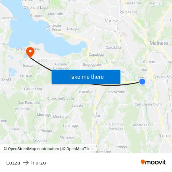Lozza to Inarzo map