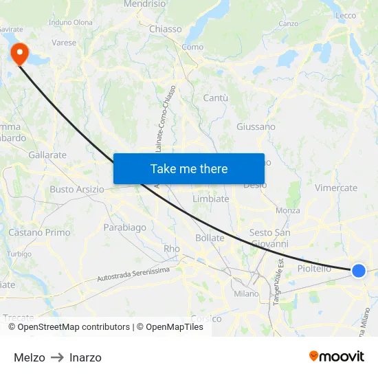 Melzo to Inarzo map