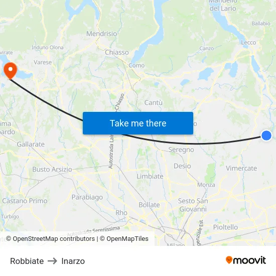 Robbiate to Inarzo map