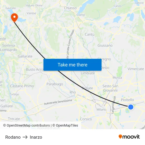 Rodano to Inarzo map