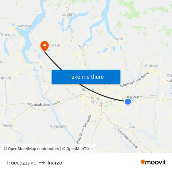 Truccazzano to Inarzo map