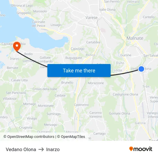 Vedano Olona to Inarzo map