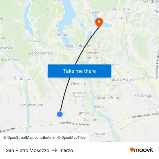 San Pietro Mosezzo to Inarzo map