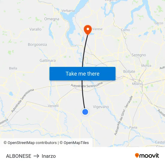 Albonese to Inarzo map