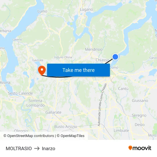 Moltrasio to Inarzo map