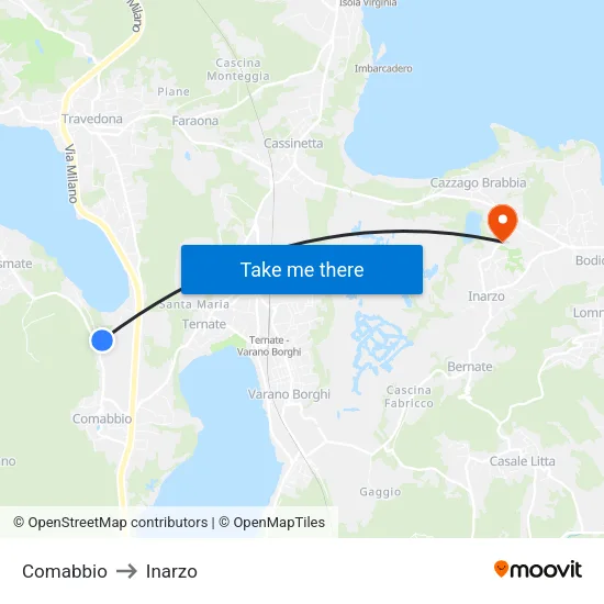 Comabbio to Inarzo map