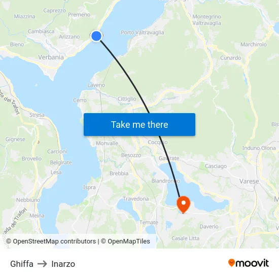 Ghiffa to Inarzo map