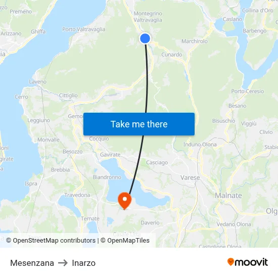 Mesenzana to Inarzo map