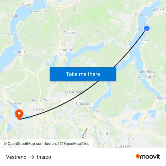 Vestreno to Inarzo map