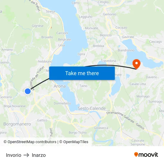 Invorio to Inarzo map