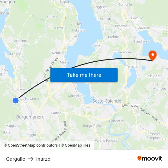 Gargallo to Inarzo map