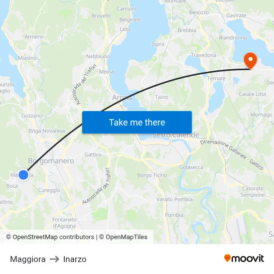 Maggiora to Inarzo map